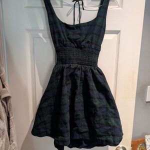 Hill House Navy and Green Plaid Mini Dress